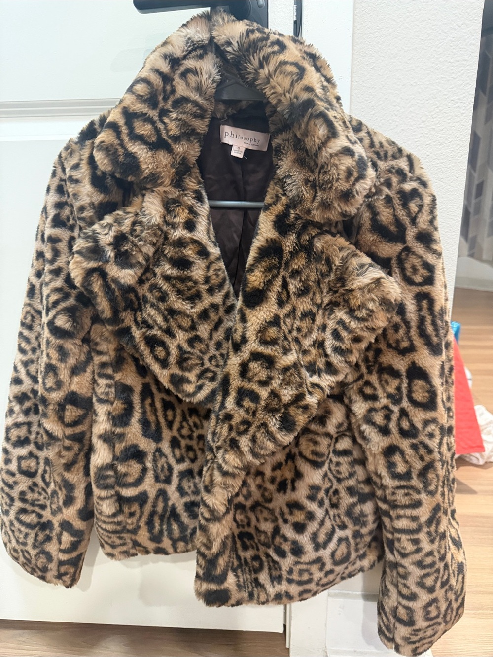 Philosophy Leopard-Print Faux Fur Jacket in Brown and Black